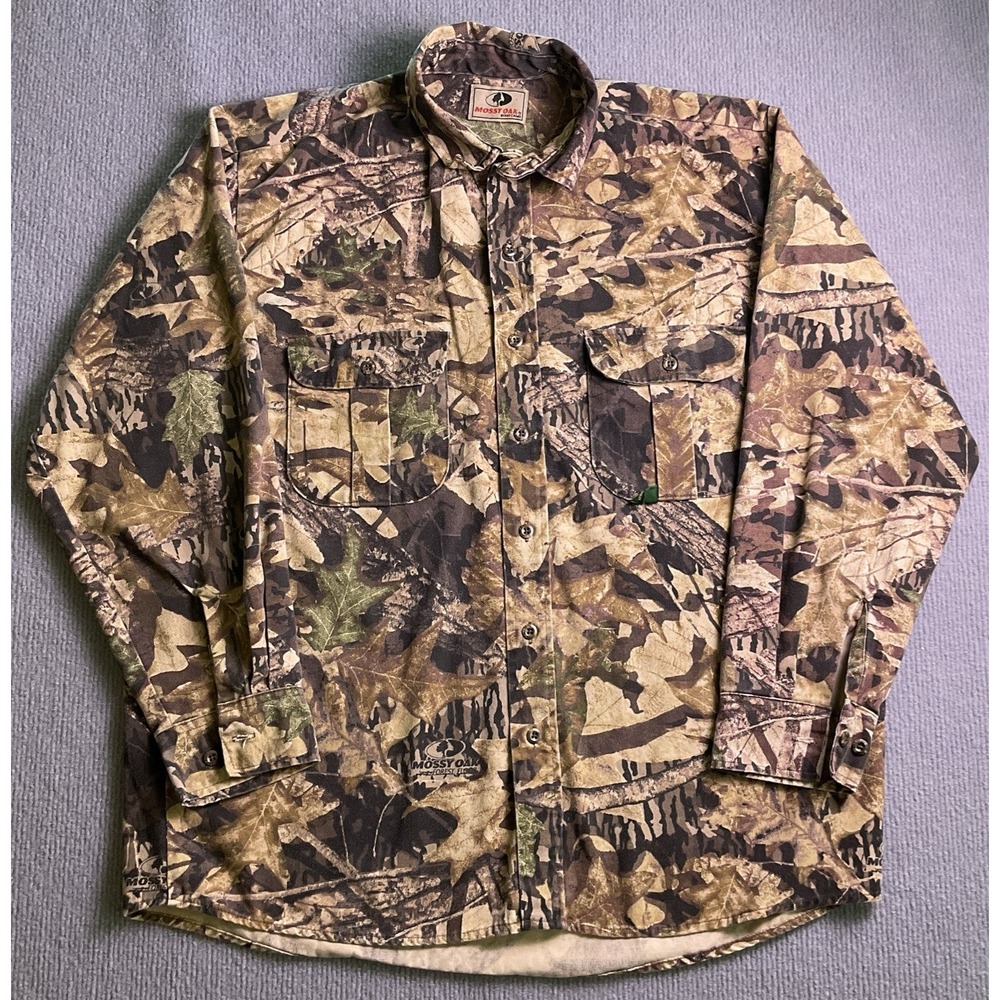 Vintage Mossy Oak Camo Shirt Men's Forest Floor Outdoors